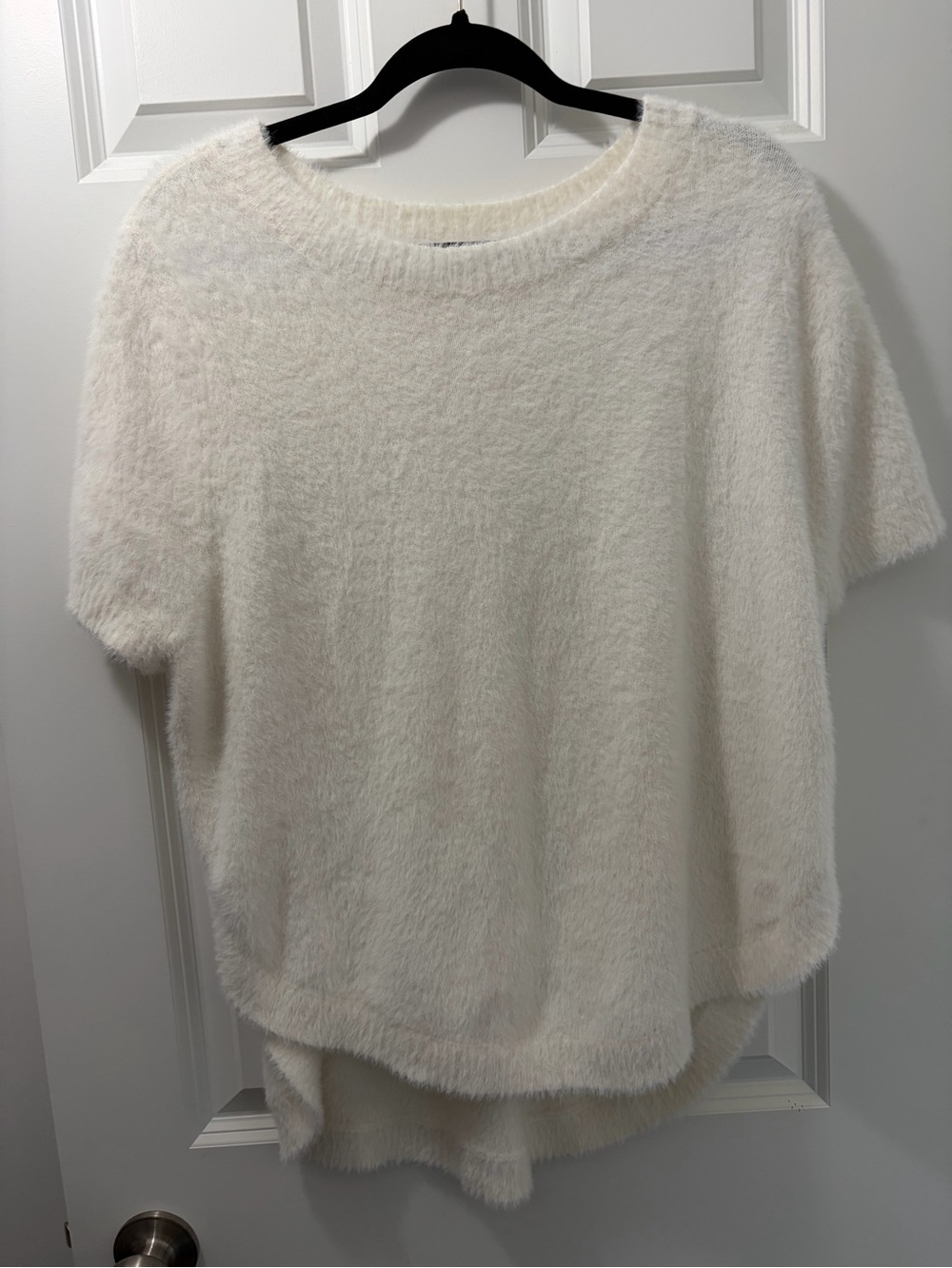 Anthropologie Cream Luxurious Soft Short Sleeve Hi-Lo Sweater Oversized